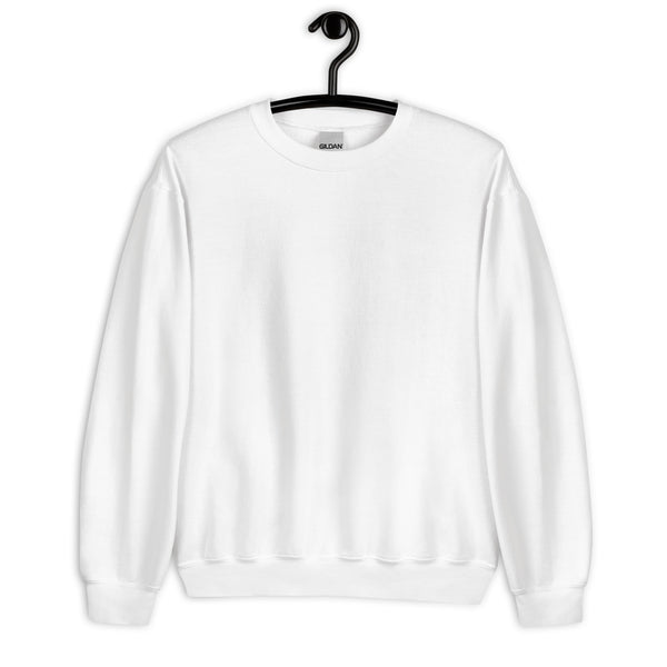 White sweatshirt on a hanger against a white background