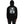 Black hoodie with a graphic of an alien on the back, displayed on a white background