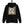 Black hoodie with a graphic of two rabbits on the back, hanging against a white background.