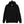 Black hoodie with a small logo on a white background