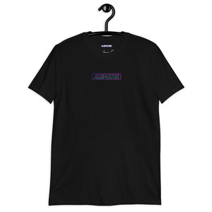 Black t-shirt with 'ALIENCORE' logo on a hanger against a white background