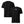 Black t-shirt with a logo on the chest, shown from front and back views.