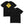 Black t-shirt with a yellow UFO warning sign design on a white background