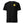 Black t-shirt with a yellow and black logo on a white background