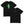 Black t-shirt with green alien graphic and brand logo on a white background