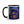 Mug with a colorful design of a mushroom-like creature smoking a cigarette on a white background