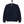 Navy blue sweatshirt on a hanger against a white background