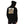 Person wearing a black hoodie with a graphic design on the back against a gray background