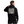 Person wearing a black hoodie with a graphic design on the back, standing against a white background.