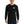 Person wearing a black long-sleeve shirt with a white alien head logo on a white background
