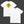 White t-shirt with a yellow and black warning sign graphic on a white background