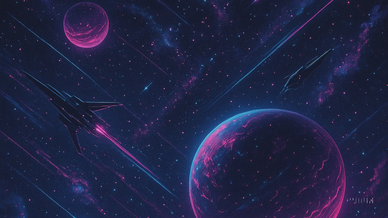 SPACESHIP ON UNIVERSE PINK WITH BLUE